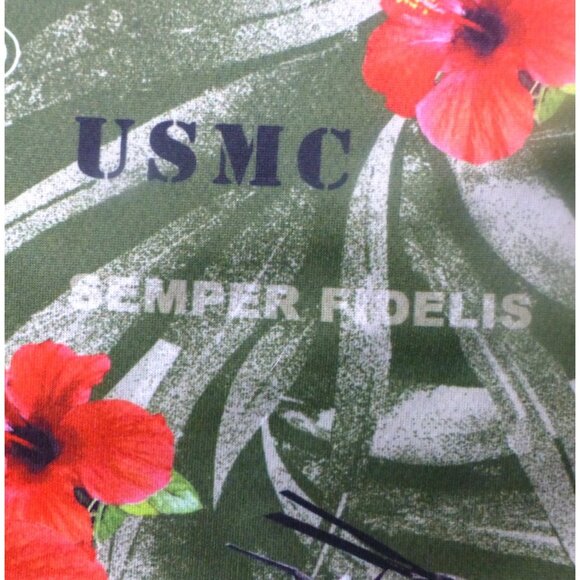 US Marine Shirt Mens Large Red Blue Hawaiian Military Corps Semper Fidelis Camp - Picture 10 of 10